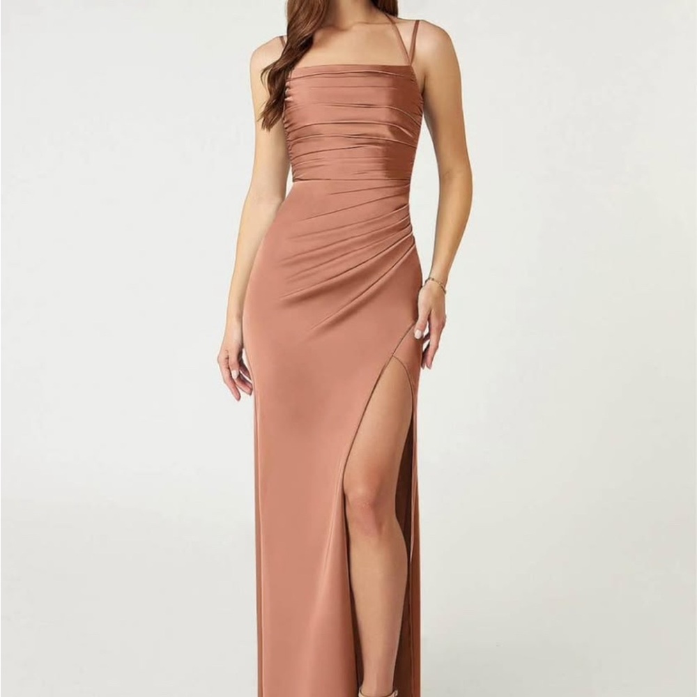 Rust satin Azazie Gown